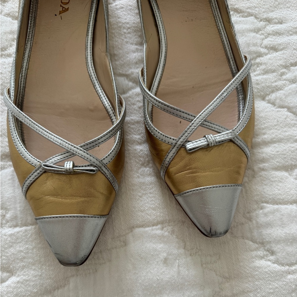 Prada Metallic Flats